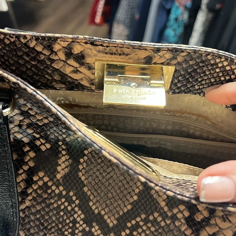 Kate Spade Millenium Park Pacey Python Tote Handbag Brown and Black